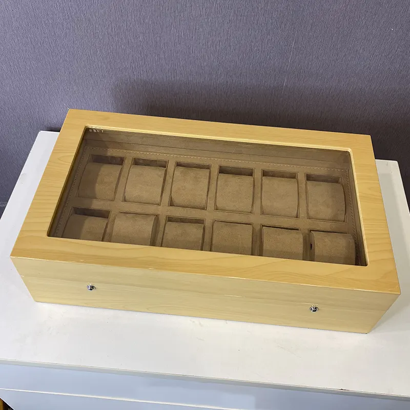 12 Slots Watch Organizer Boxes Grey Wooden Premium Quality Gift Case